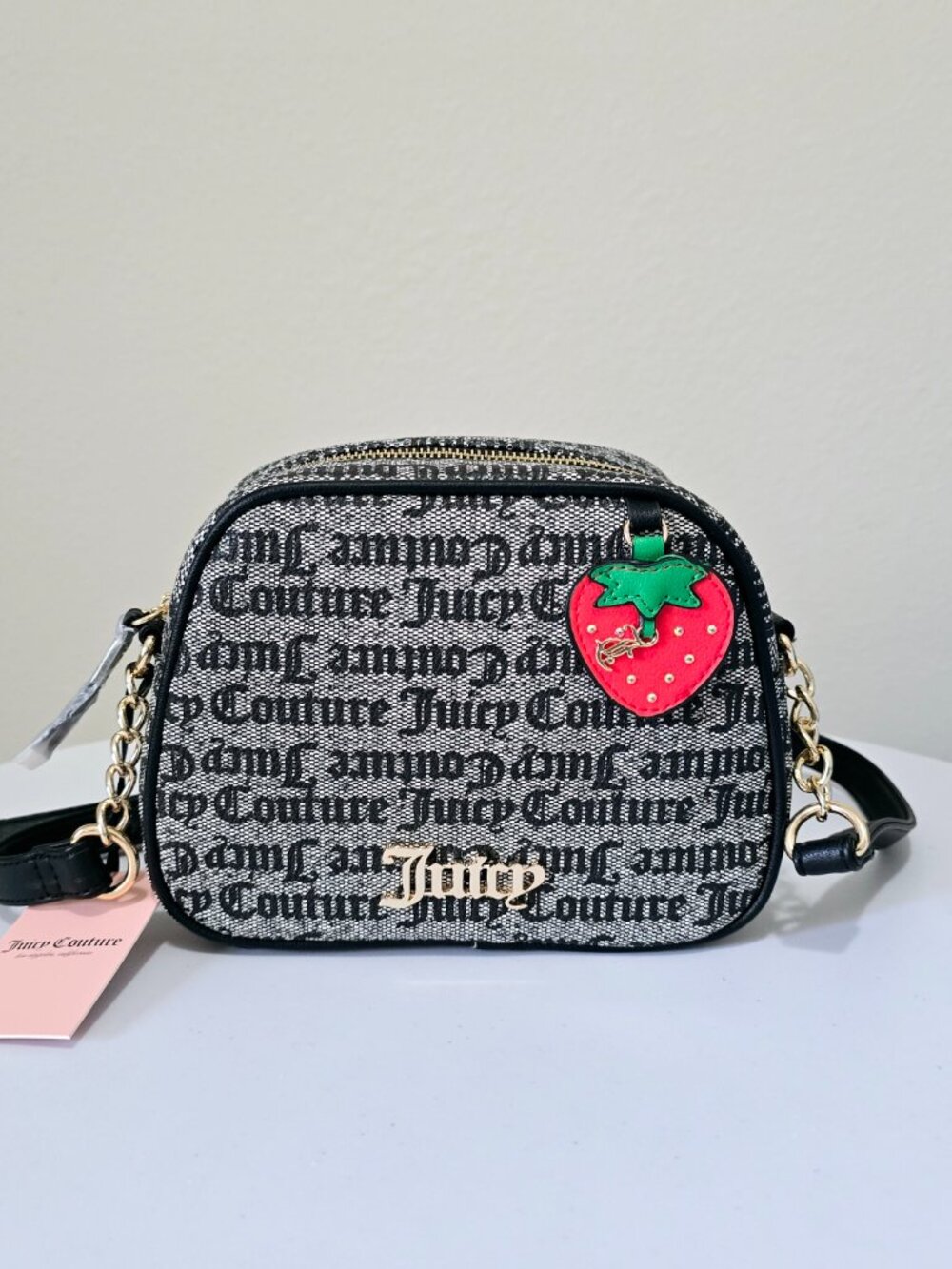 Juicy Couture Camera Bag Black Beige Monogram NWT Y2K Iconic